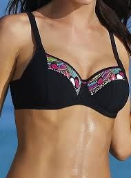 Sunflair Black Bikini Top with Pink Graphic Trim