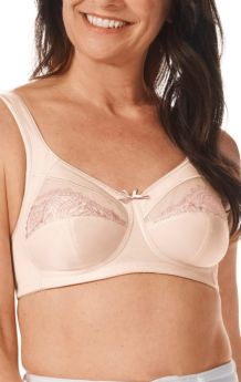 Amoena Isadora Non-Wired Mastectomy Bra (Light Rose with a Mauve Embroidery)