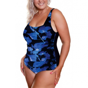 Genevieve Swimwear Summer Blues Square Neck Chlorine Resistant One Piece Swimsuit